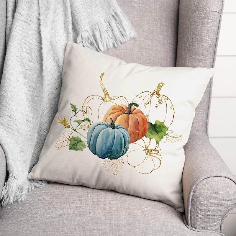 Blue & Orange Pumpkin Pillow