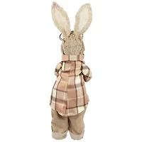 16.25" Beige Rustic Boy Rabbit Easter Figure with Book