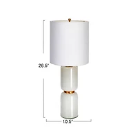 Hello Honey® 2ft. Stacked Glass Base Table Lamp with White Cotton Drum Shade