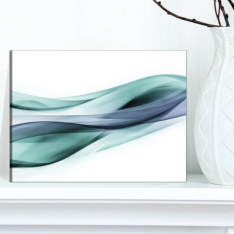 Designart - Fractal Lines Grey Blue