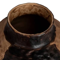 Hello Honey® 10" Black & Cream Hand-Painted Stoneware Vase with Reactive Glaze