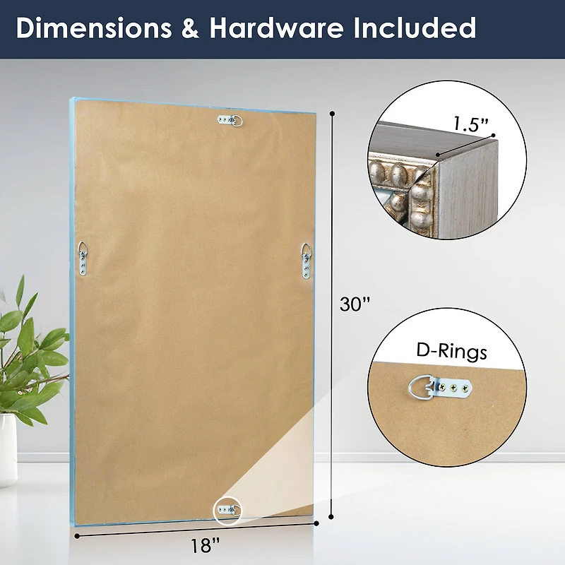 Head West 30" Silver Metro Beaded Glass Framed Vanity Mirror