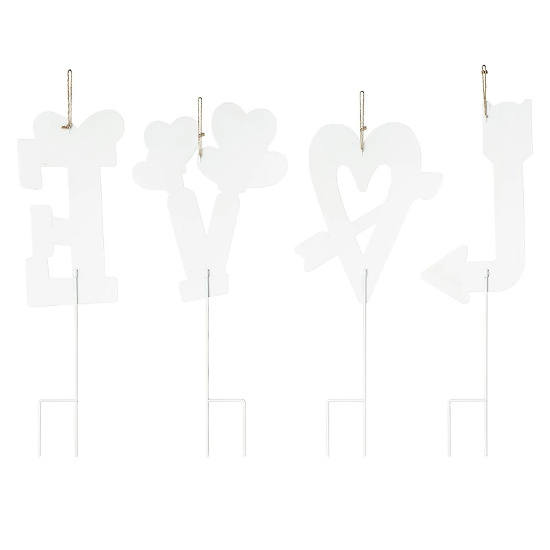 Glitzhome® 28" Set of 4 Valentine's Metal LOVE Yard Stake