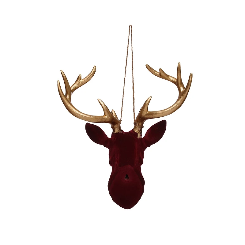 11.5" Burgundy & Gold Flocked Reindeer Wall Décor by Ashland®