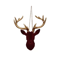 11.5" Burgundy & Gold Flocked Reindeer Wall Décor by Ashland®