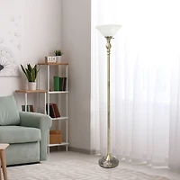 Lalia Home 6ft. Torchiere Floor Lamp with Marbleized Shade