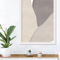 Neutral Modern Abstract 20" x 30" White Framed Print Under Plexiglass