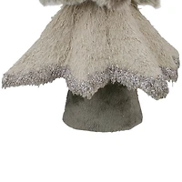 20" Gray Sisal & Faux Fur Triangular Christmas Tree with Silver Glitter Accents