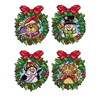 Crafting Spark Christmas Wreaths Plastic Canvas Counted Cross Stitch Kit