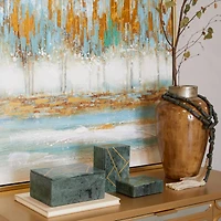 Green Marble Box with Gold Lines Set