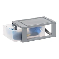 IRIS® 6qt. Gray Stackable Storage Bin with Clear Drawer