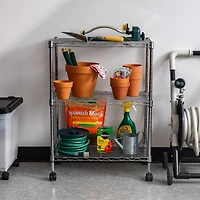 Iris® 32" Silver 3-Tier Rolling Wire Rack Shelf