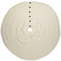 Knitted Sweater Tree Skirt with Buttons - 84“ - Cream