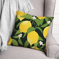 Black and Yellow Lemon 18" x 18" Throw Pillow