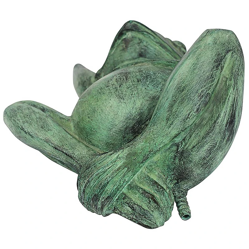 Design Toscano 12" Spitting Lazy Frog Emerald Verde Cast Bronze Garden Statue