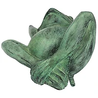 Design Toscano 12" Spitting Lazy Frog Emerald Verde Cast Bronze Garden Statue