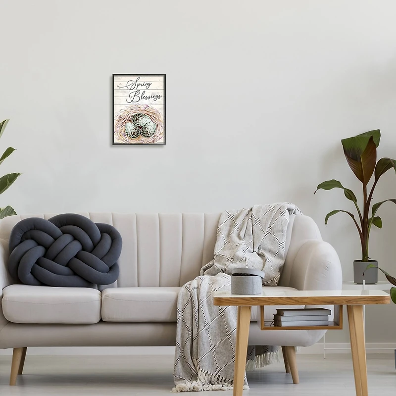 Stupell Industries Spring Blessings Bird Nest Nature Framed Giclee Art