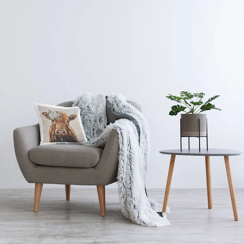 Stupell Industries Country Calf Cow Flower Blossom Throw Pillow, 18" x 18"