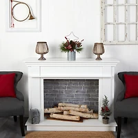 17" Pinecone & Berries Artificial Christmas Arrangement with Decorative Metal Vase & Wire Red Christmas Tree