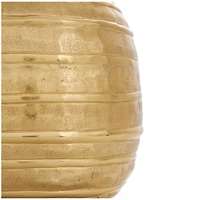 13" Gold Metal Snakeskin Inspired Vase with Dimensional Linear Accents