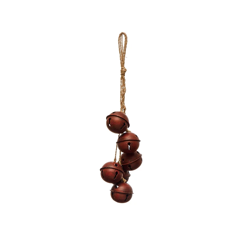 Hello Honey® Distressed Red Metal Bells on Jute Hanger