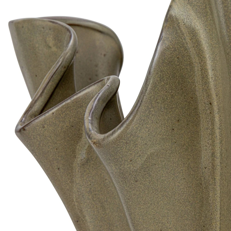 Hello Honey® 12" Sage Reactive Glaze Stoneware Ruffled Vase