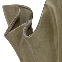 Hello Honey® 12" Sage Reactive Glaze Stoneware Ruffled Vase