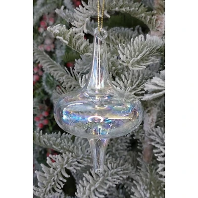 Wizardi 3.1" x 5.9" Glass White Bell Spire Christmas Ornament, 1pc.