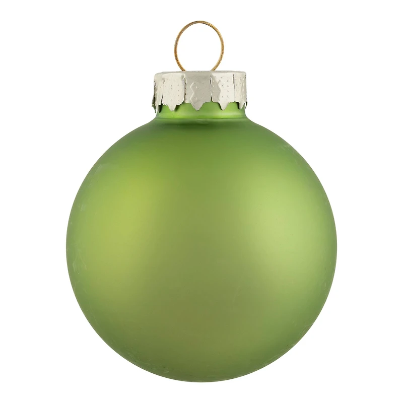 10ct. 2" Grass Green 2-Finish Glass Ball Ornaments