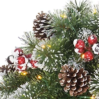 18" Pre-Lit LED Snowy Urn Filler