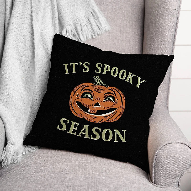 Retro Pumpkin Spooky Season Spun Poly Throw Pillow