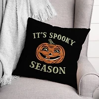Retro Pumpkin Spooky Season Spun Poly Throw Pillow