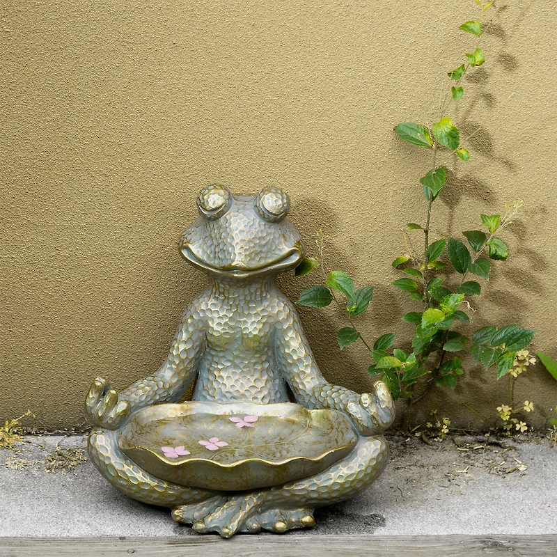Glitzhome® 14" Bronze Yoga Frog Statue