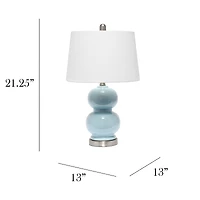 Lalia Home 21" Light Blue Dual Orb Table Lamp with Fabric Shade