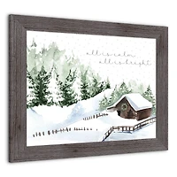 Designs Direct 20" x 16" Snowy Cabin Western Gray Framed Print
