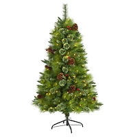 5ft. Pre-Lit Montana Mixed Pine, Pinecones & Berries Artificial Christmas Tree with Clear LED Lights