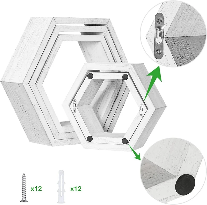 NEX™ Hexagon Floating Honeycomb Shelves Set