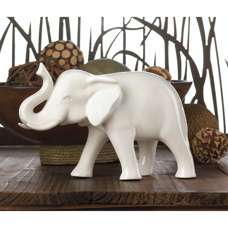 5" Sleek White Ceramic Elephant