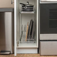 Household Essentials Glidez Chrome-Plated Steel 2-Tier Dual-Sliding Storage Organizer