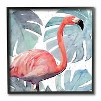 Stupell Industries Flamingo Detail over Tropical Monstera Greenery,12" x 12"