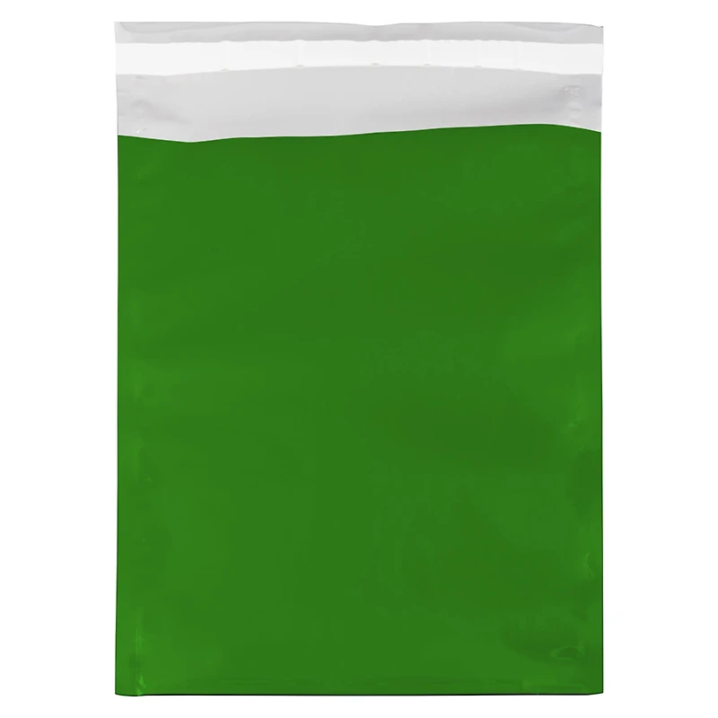 JAM Paper 10" x 13" Green Foil Open End Envelope with Self Adhesive Closure, 25ct.