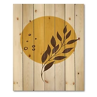 Designart - Abstract Yellow Sun and Moon With Tropical Leaf II