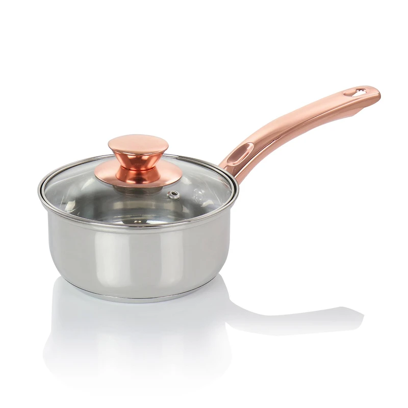 Gibson Home® Ansonville 8-Piece Stainless Steel Cookware Set with Rose Gold Handles