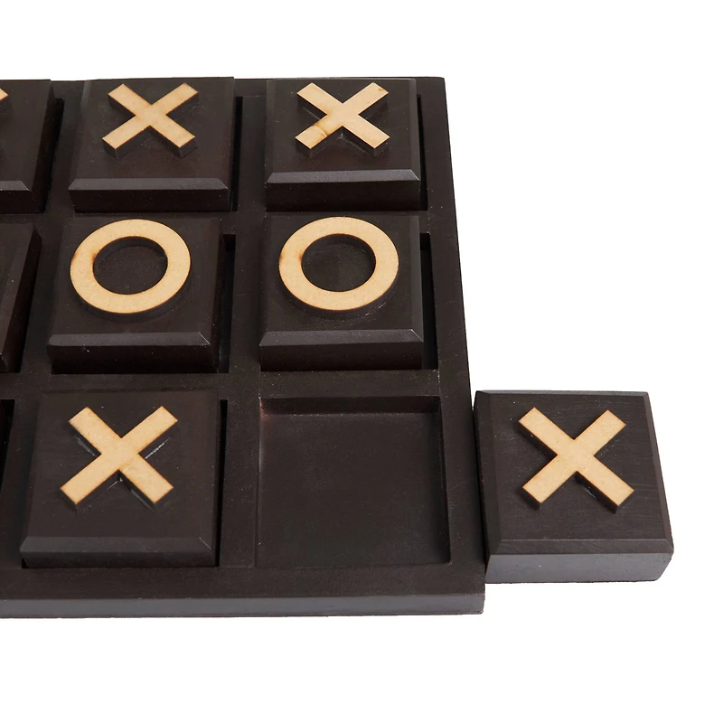 The Novogratz 10" Black Wood Tic-Tac-Toe Game Set