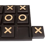 The Novogratz 10" Black Wood Tic-Tac-Toe Game Set