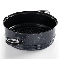 Gibson Home® Leighton 3-Piece 8.5qt. Black Nonstick Steel Pasta Pot with Steamer
