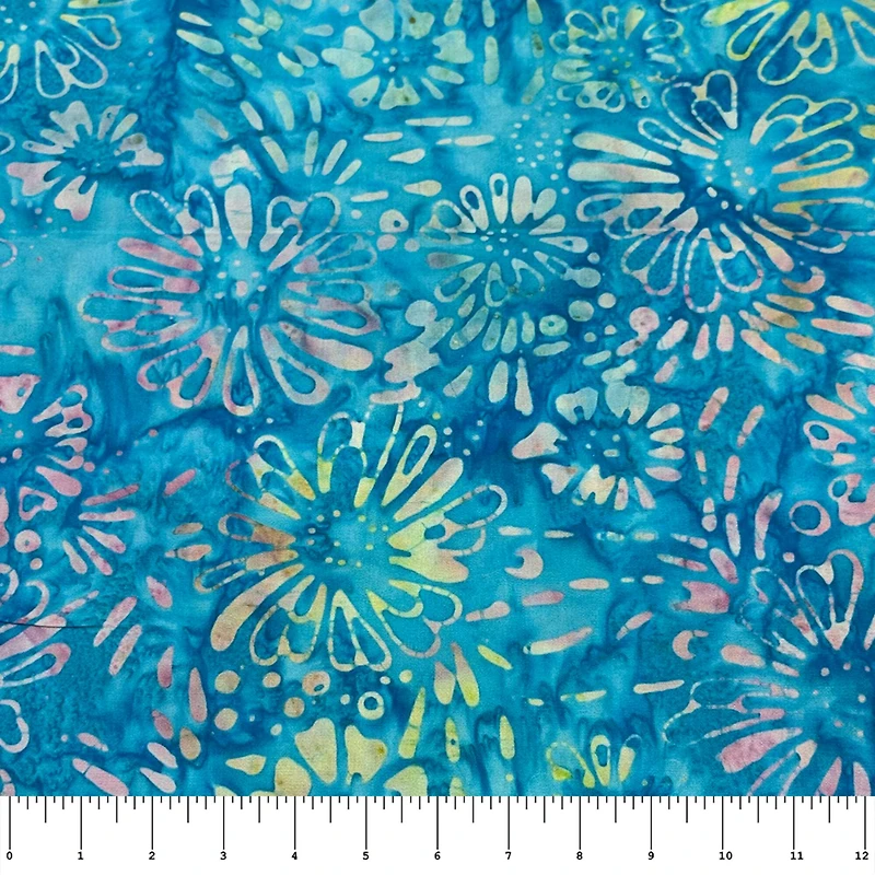 Feldman Premium Indonesian Batik Turquoise Tie Dye Daisy Fabric
