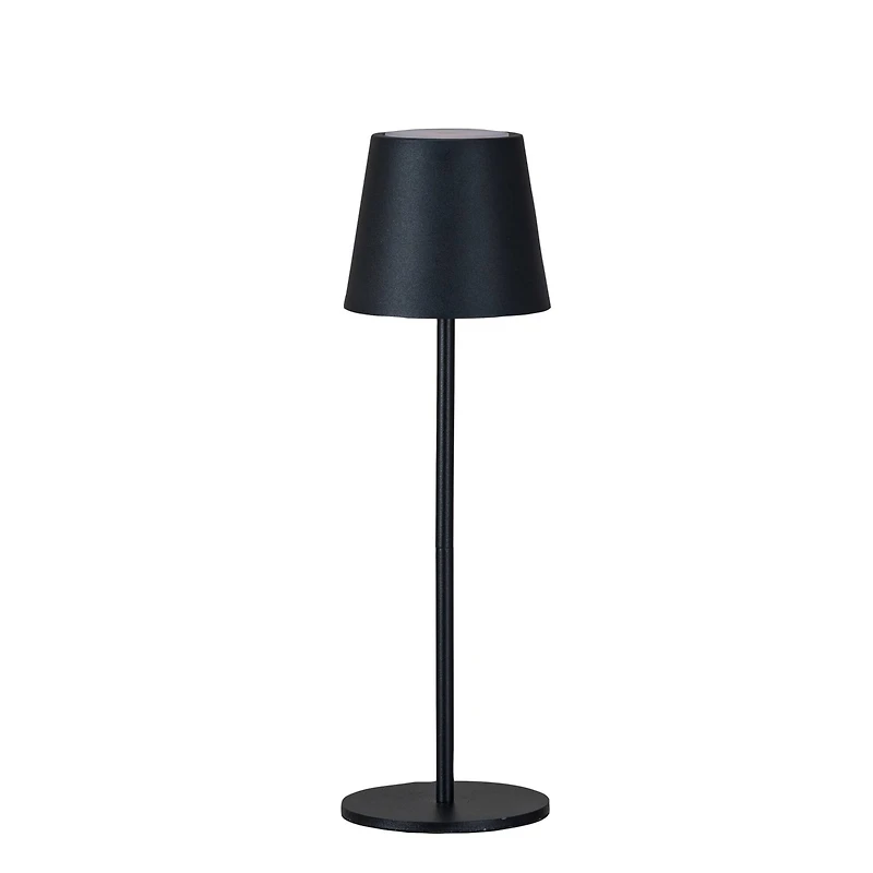 Hello Honey® 14.5" Black Round Metal LED Rechargeable Table Lamp