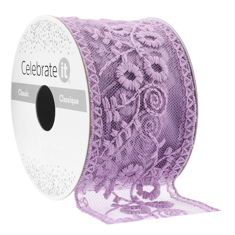 2" x 3yd. Purple Lace Ribbon by Celebrate It™ Classic