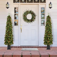 Glitzhome® 6ft Pre-lit Green Artificial Christmas Porch Tree, Warm White Lights
